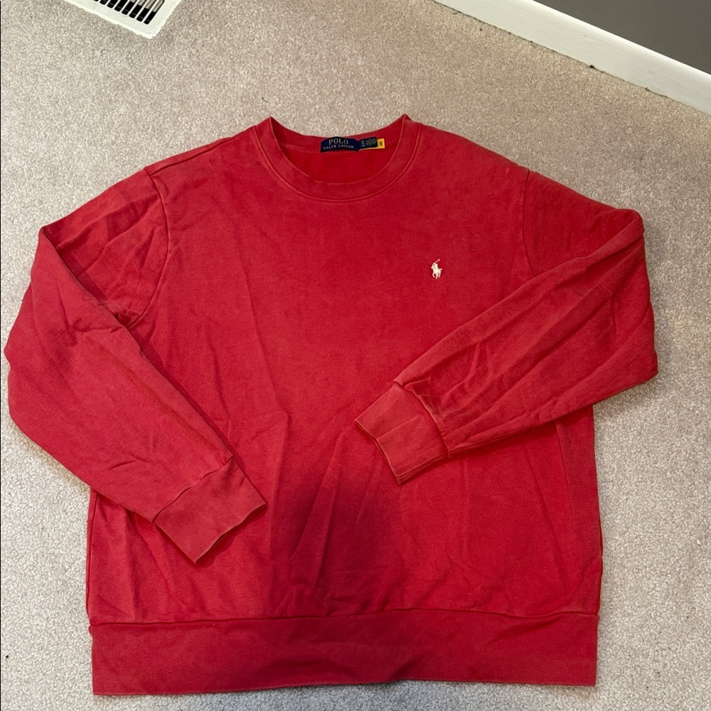 Polo by Ralph Lauren Men's vintage wash Red Crewneck Sweatshirt